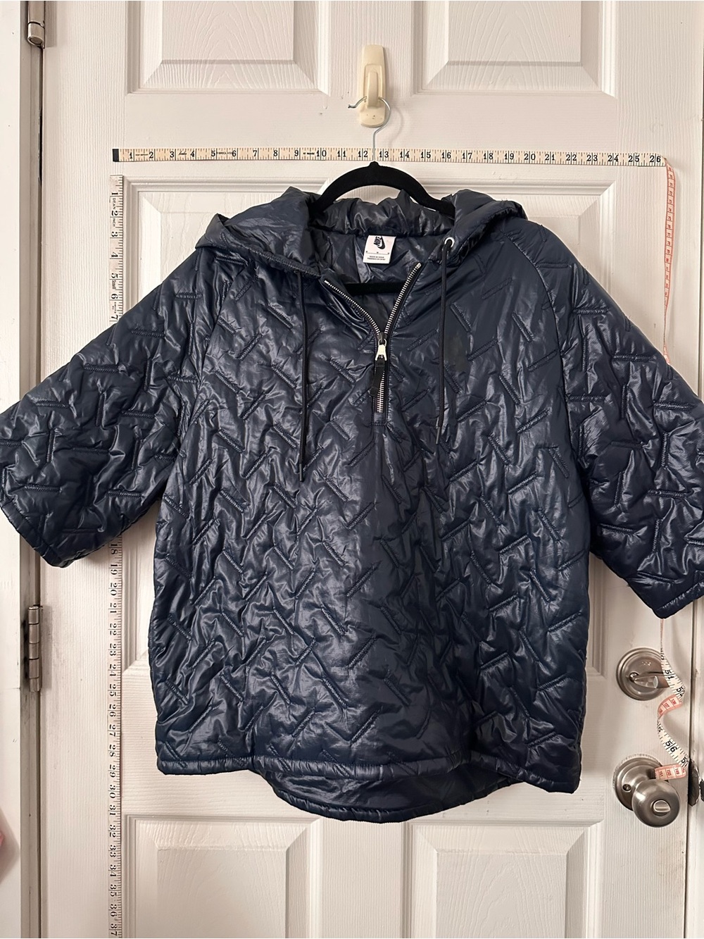 Nike Navy Quilted Hooded Half-Zip Puffer